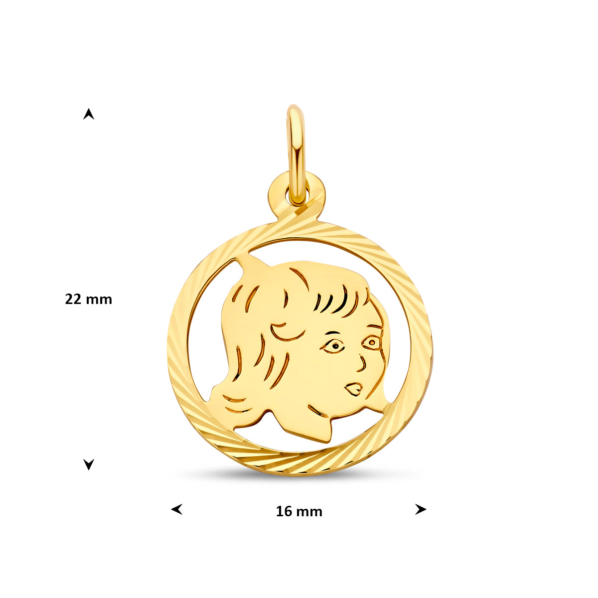 hanger meisje gediamanteerd 16 mm 14K geelgoud