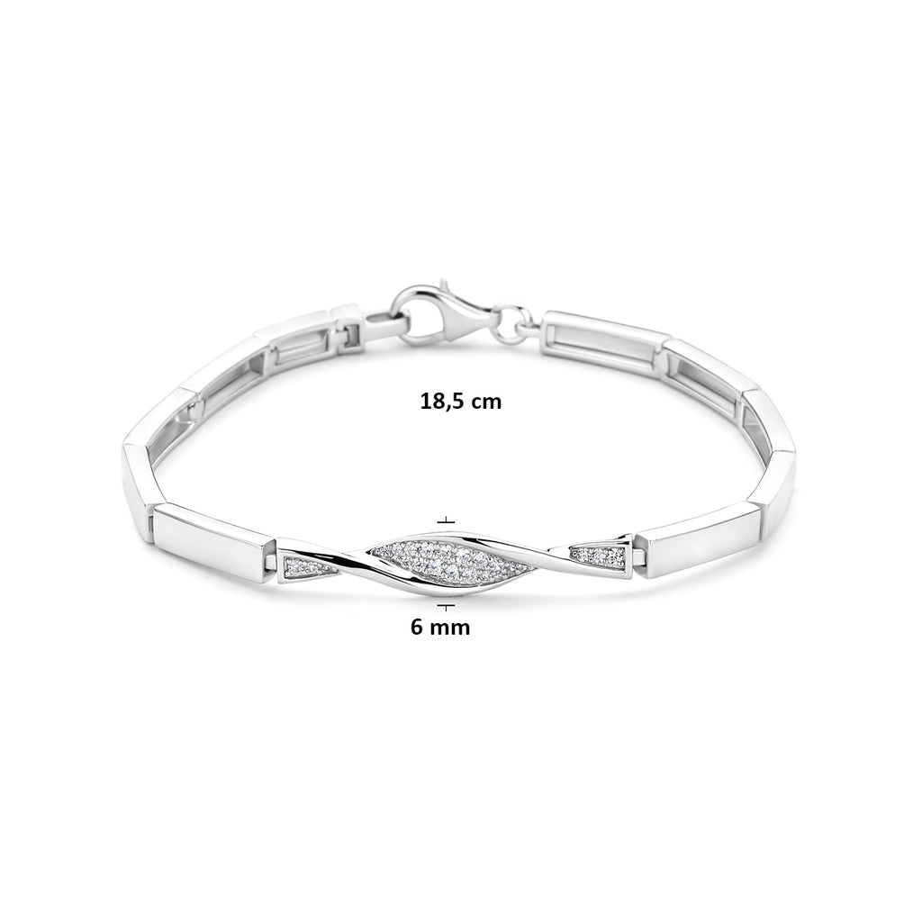 Armband Zirkonia 6 mm 18,5 cm Silber rhodiniert