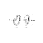 klapoorringen zirkonia 12 mm zilver gerhodineerd