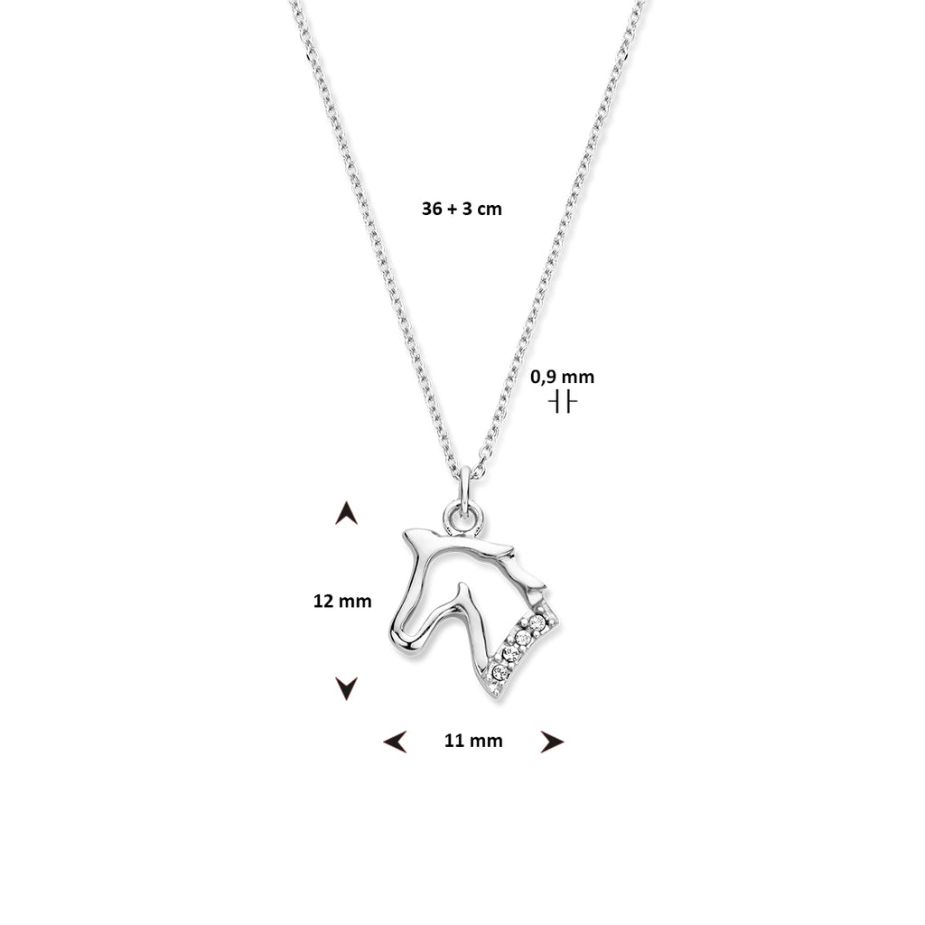 Halskette Pferd 36 + 3 cm Silber rhodiniert