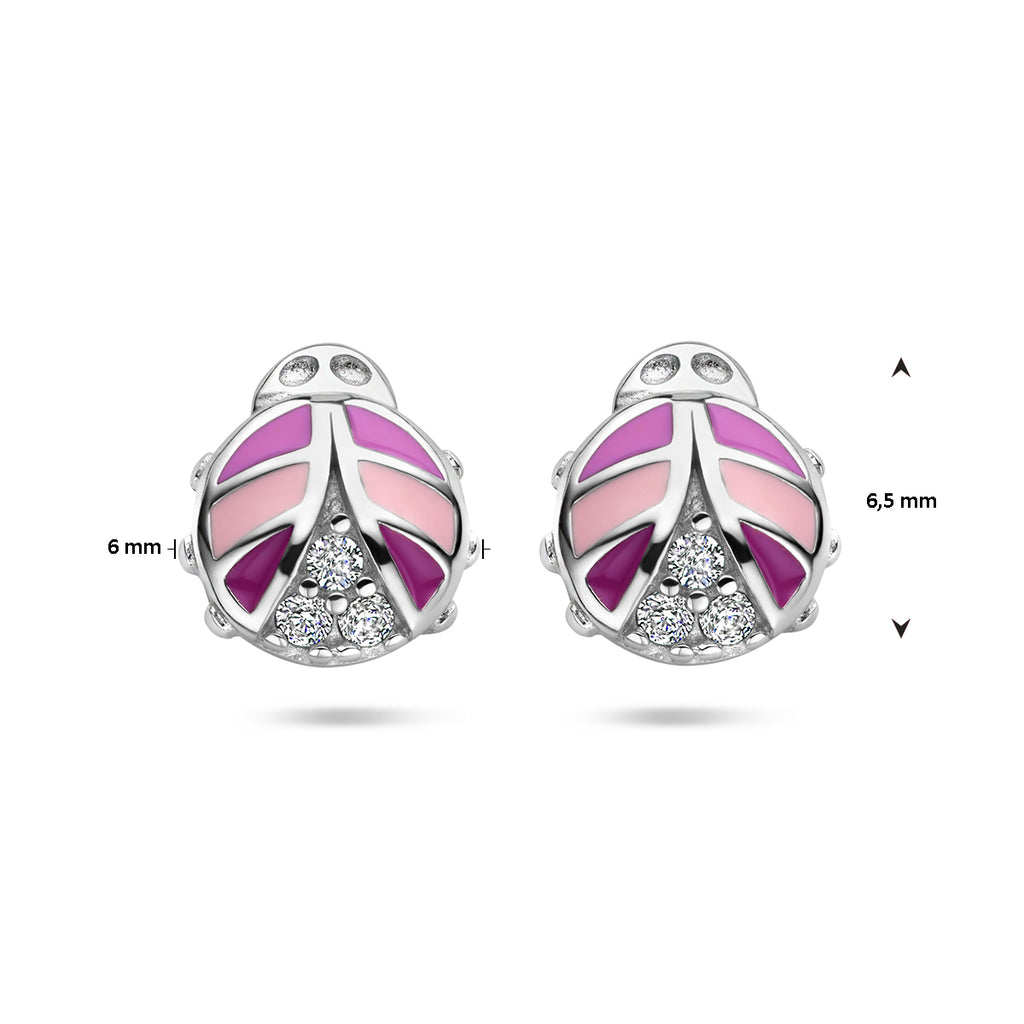 Ohrstecker Marienkäfer Zirkonia Emaille Silber rhodiniert