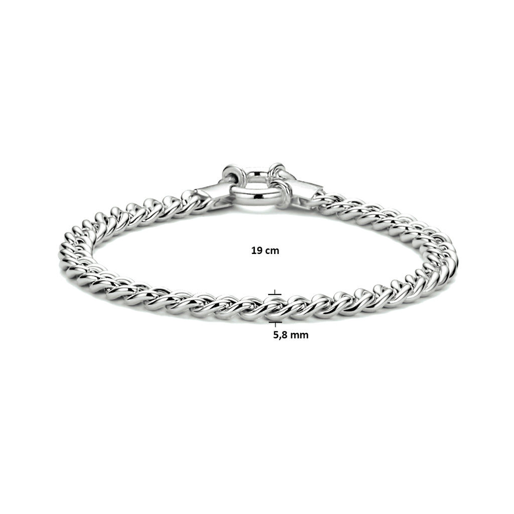 Armband Gourmette 5,8 mm 19 cm mit großem Federringverschluss Silber rhodiniert