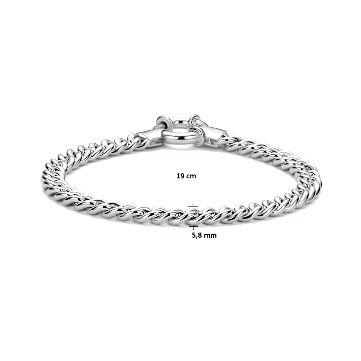 Armband Gourmette 5,8 mm 19 cm mit großem Federringverschluss Silber rhodiniert