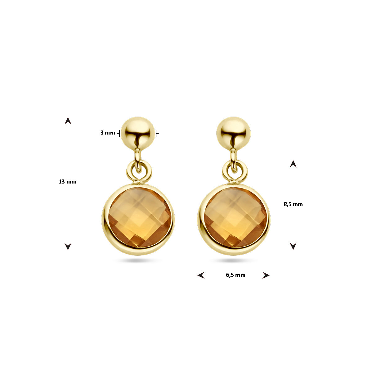 oorhangers citrien 14K geelgoud