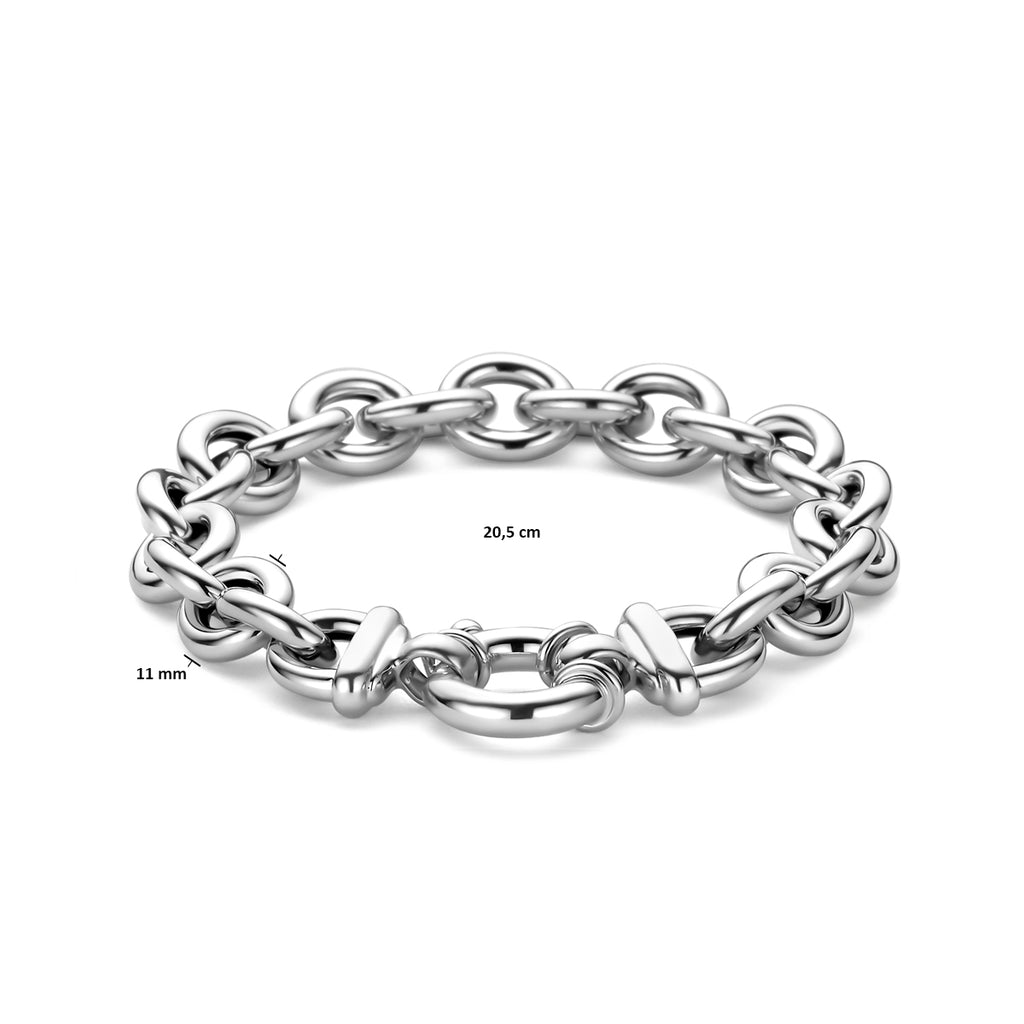 Armband großes Schloss 11 mm 20,5 cm Silber rhodiniert