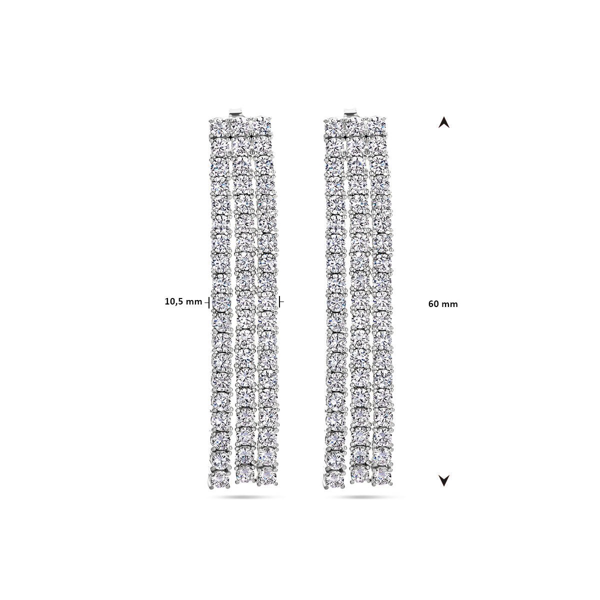 oorhangers zirkonia zilver gerhodineerd