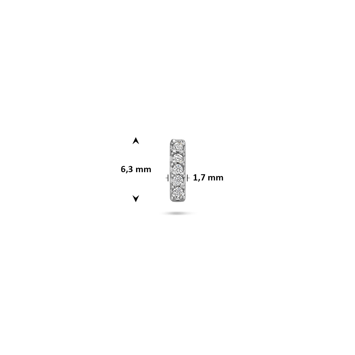 flat back piercing balk zirkonia 6,3 mm zilver gerhodineerd