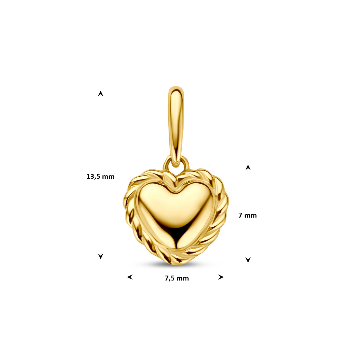 hanger hartje 7 mm 14K geelgoud
