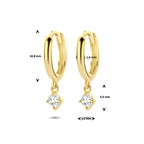 klapoorringen zirkonia 14K geelgoud