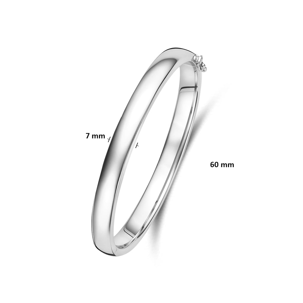 Armreif Scharnier konvexes Rohr 7 x 60 mm Silber rhodiniert