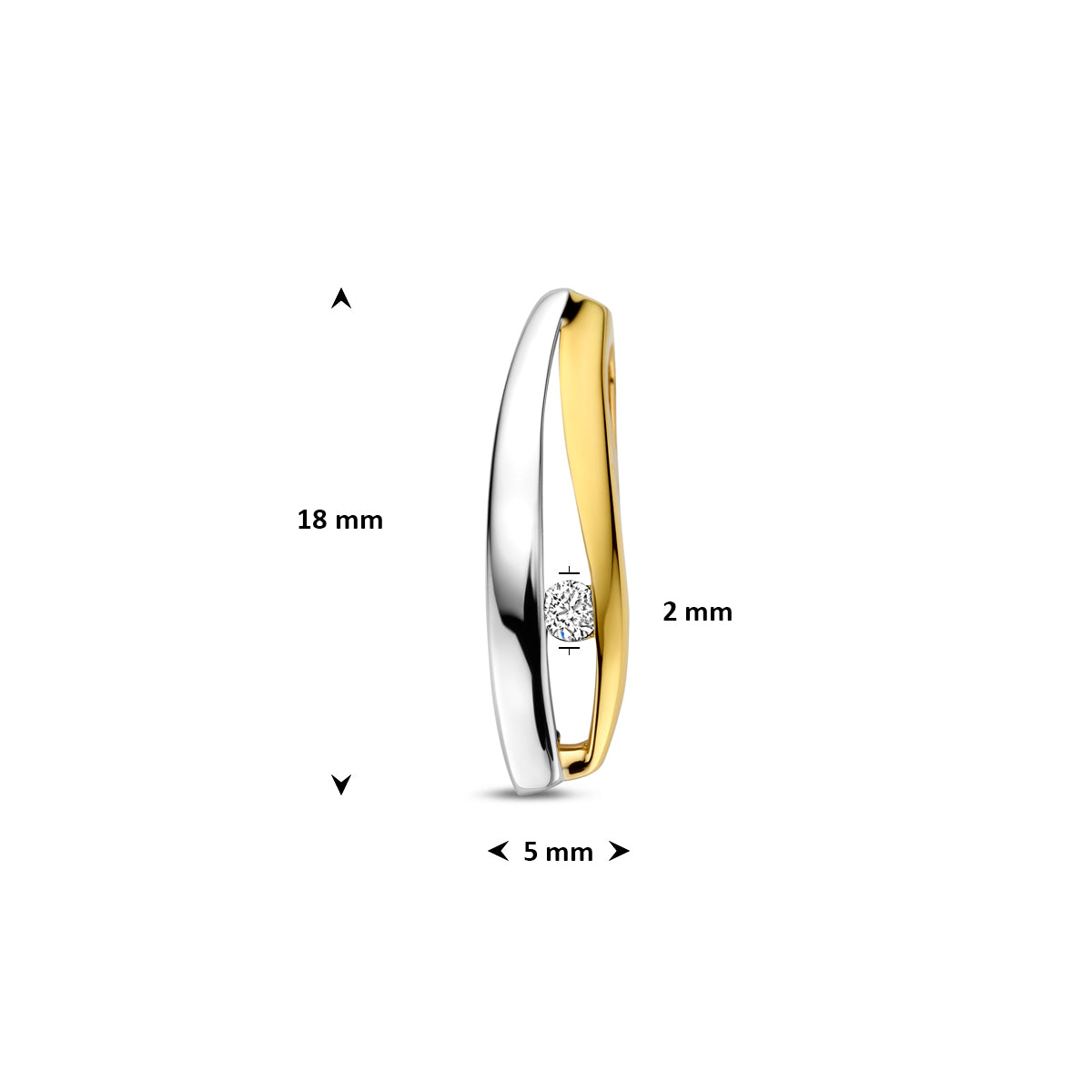 Anhänger Lab Grown Diamant 0,04ct f vs 18 mm 14K Bicolor Gold Gelb/Weiß