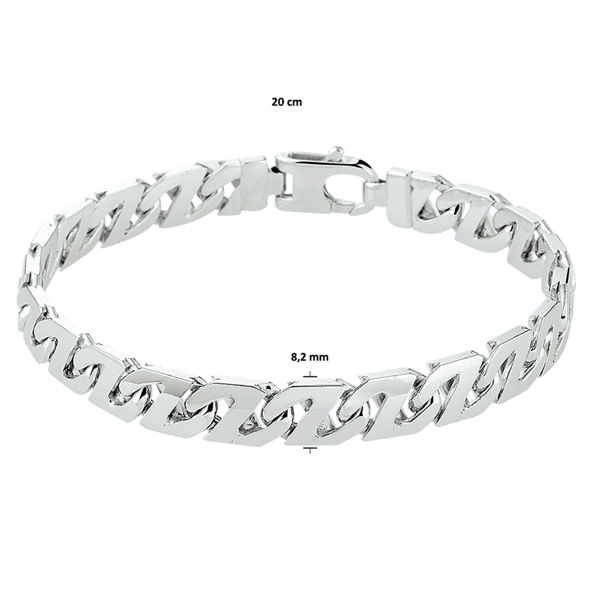 Armband Gourmet 8,2 mm Silber rhodiniert