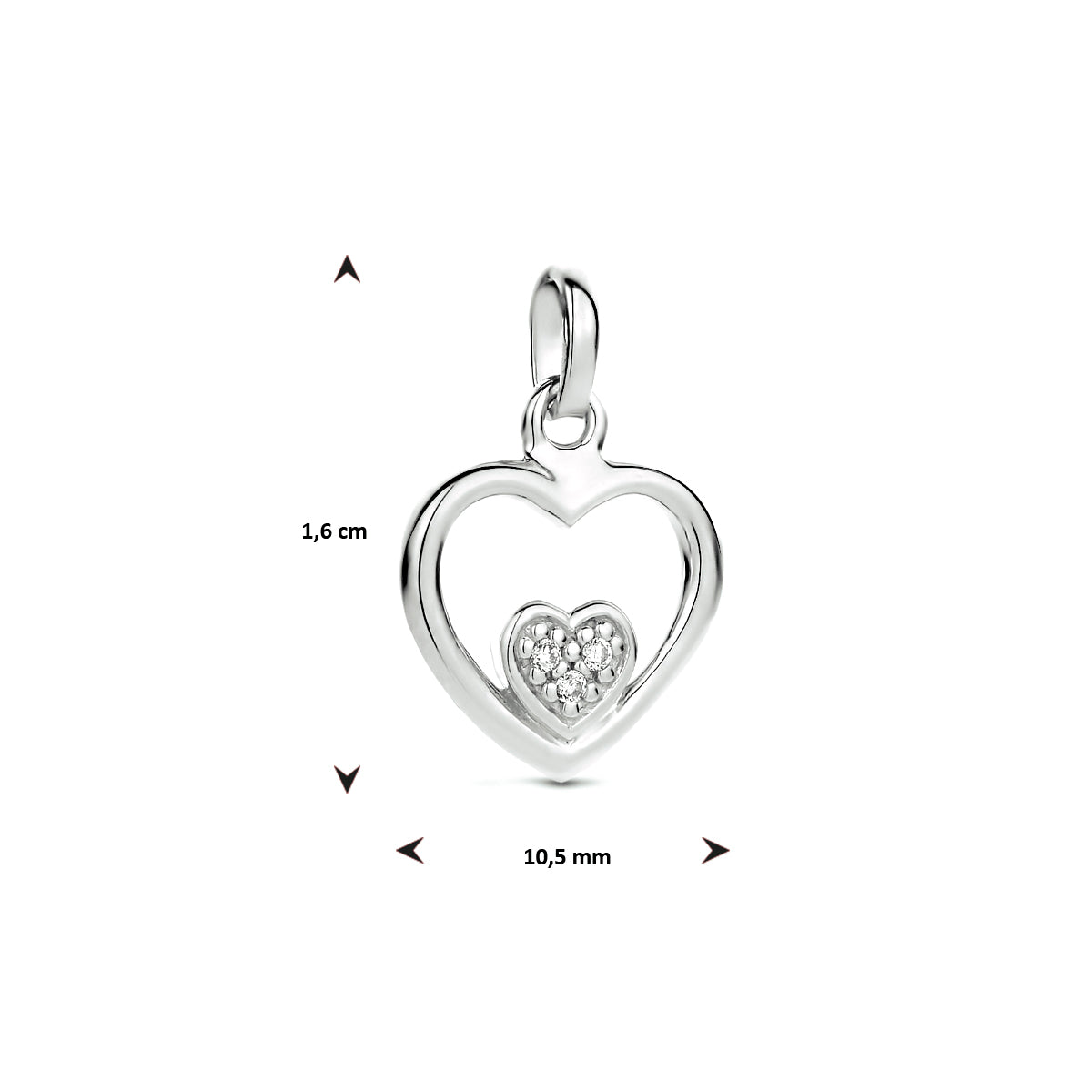 hanger hart zirkonia zilver gerhodineerd