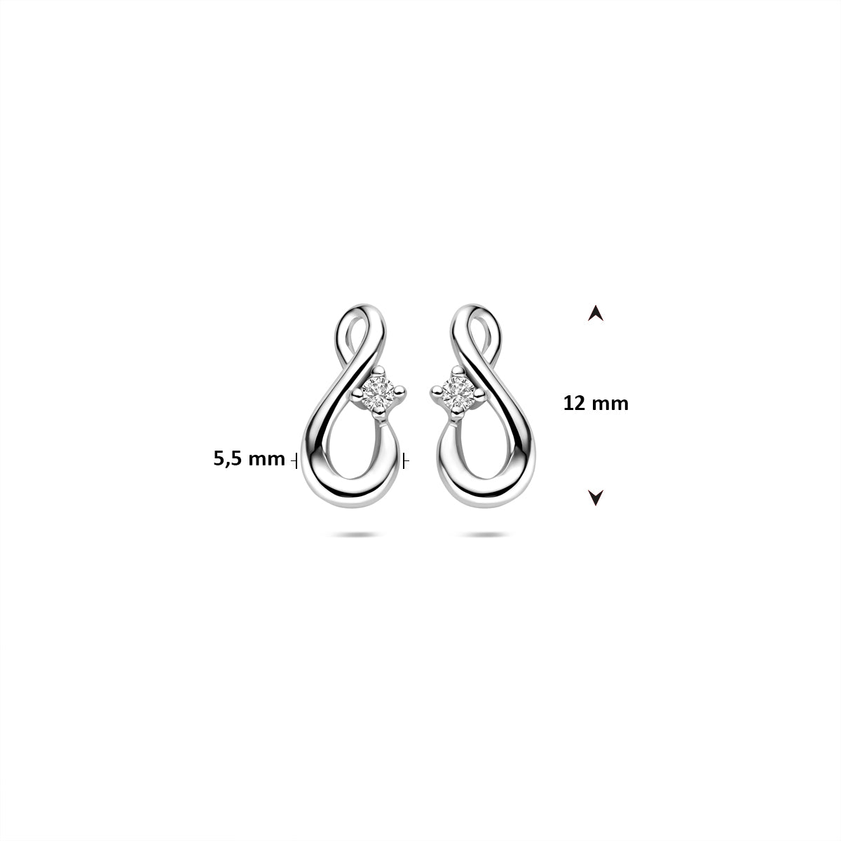 Ohrstecker Infinity Zirkonia 12 mm rhodiniert Silber