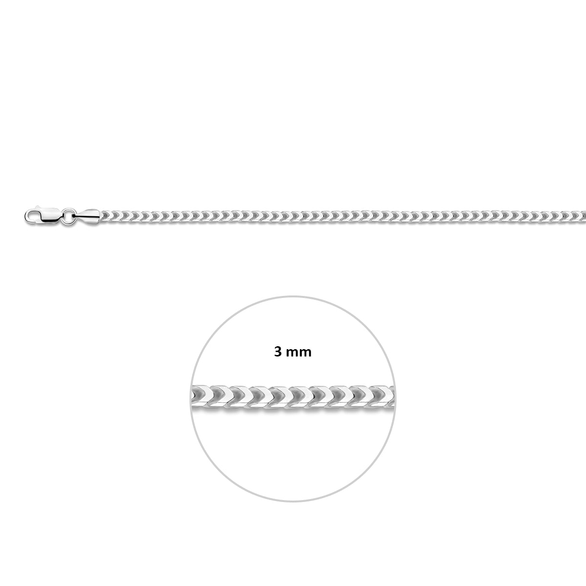 gourmette 3,0 mm silberweiß