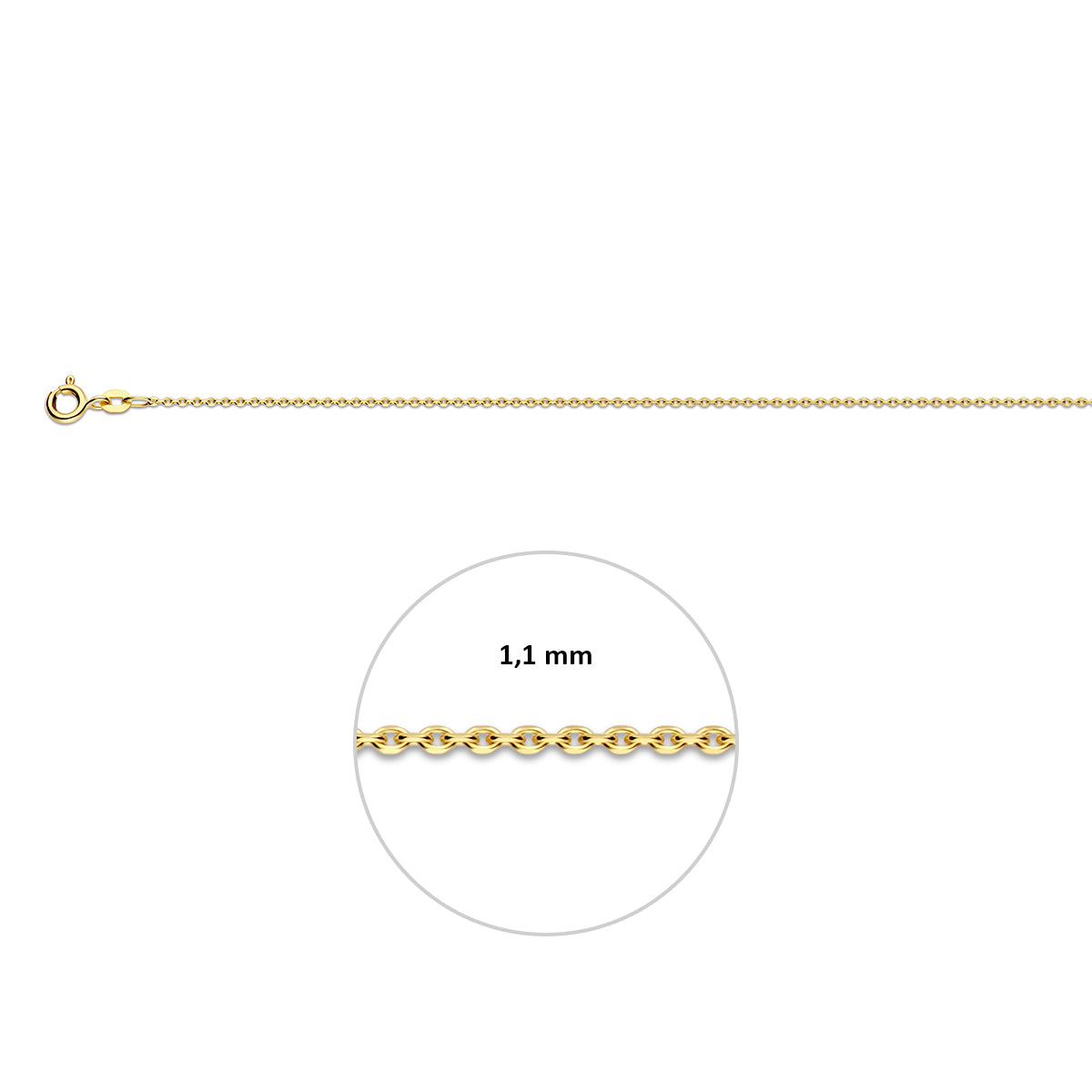 9kt Ankerkette diamantiert 1,1 mm 9kt Gelb