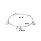 armband bloemen emaille 13 + 3 cm zilver gerhodineerd