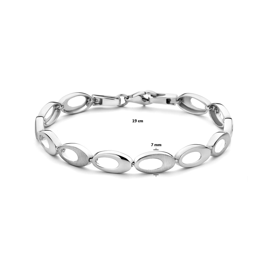 Armband 7,0 mm 19 cm Poly / mattsilber rhodiniert
