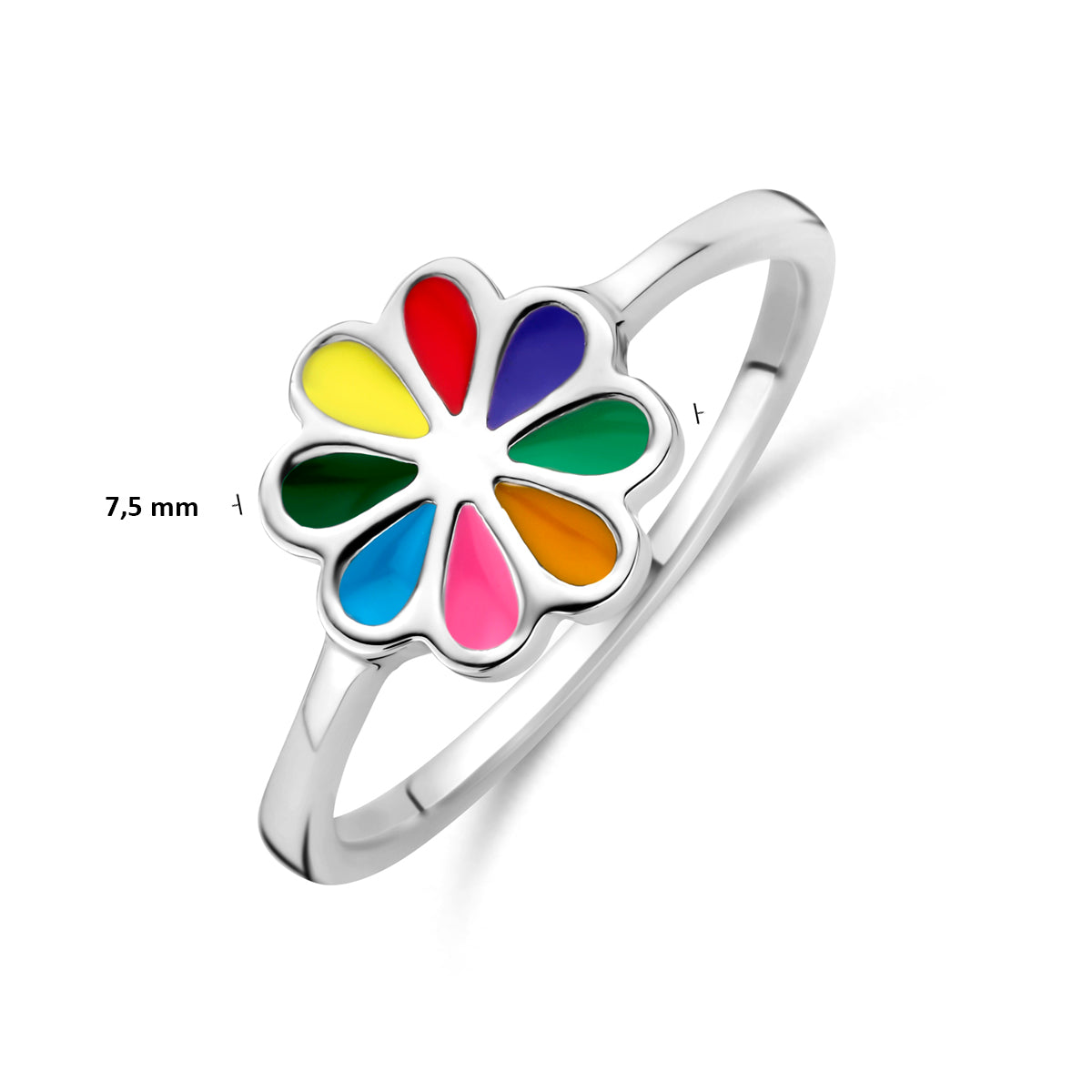 ring bloem zilver gerhodineerd
