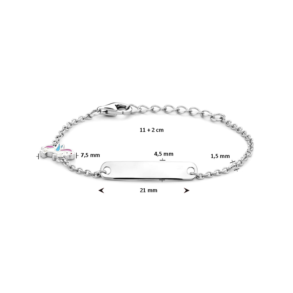 Gravurarmband Einhorn Plättchen 4,5 mm 11 + 2 cm Silber rhodiniert