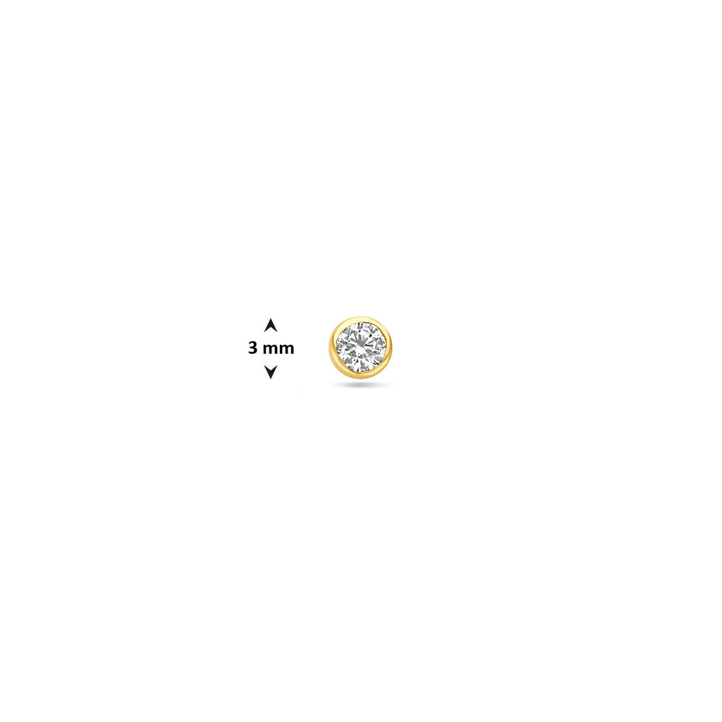 Flat Back Piercing Zirkonia 3 mm 14K Gelbgold