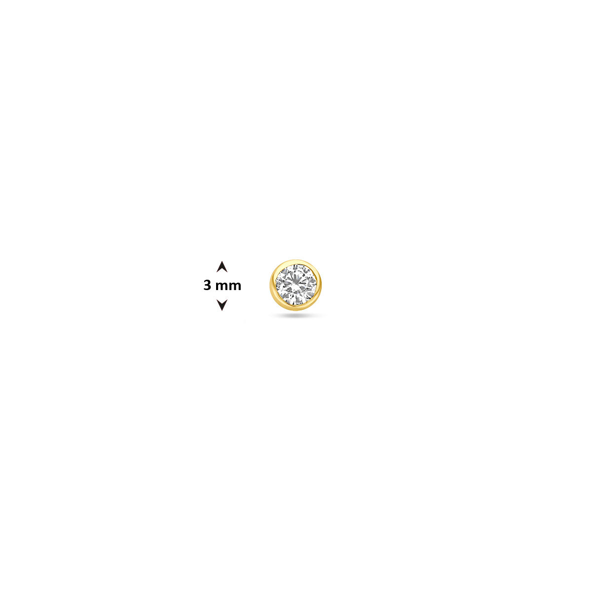 Flat Back Piercing Zirkonia 3 mm 14K Gelbgold
