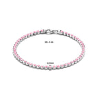 tennisarmband roze zirkonia 2,8 mm 16 + 3 cm zilver gerhodineerd