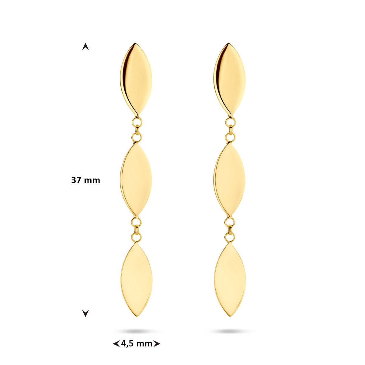 oorhangers 37 mm 14K geelgoud
