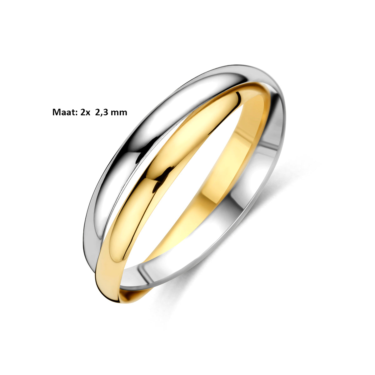 ring 14K bicolor goud geel/wit