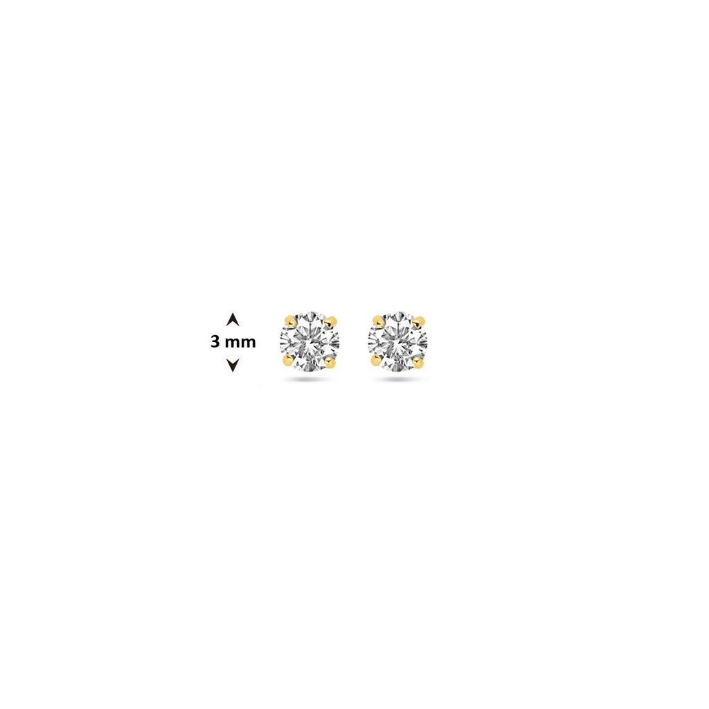 oorknoppen zirkonia 14K geelgoud