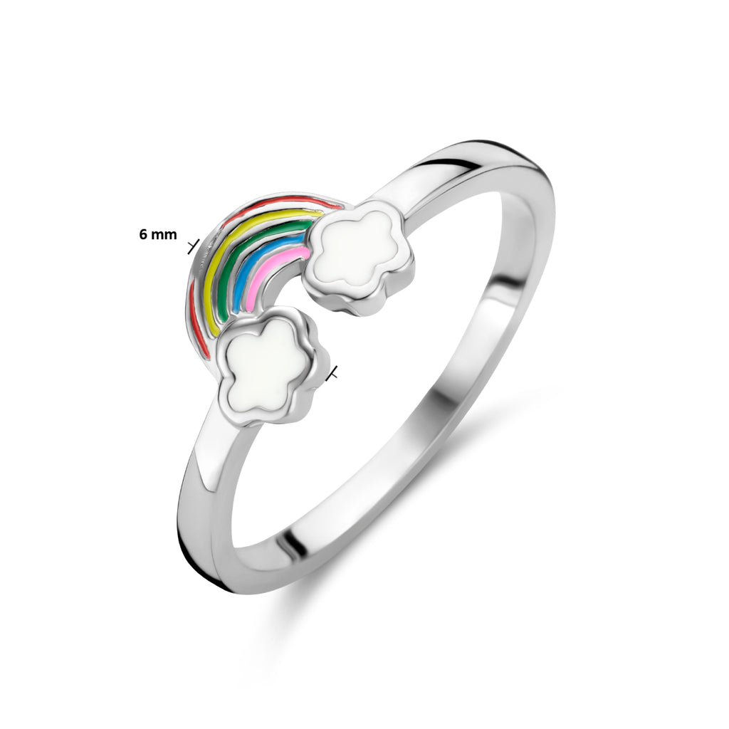 ring emaille regenboog zilver gerhodineerd