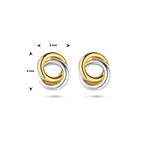 oorknoppen rondjes bicolor gestift 14K geelgoud