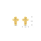 oorknoppen kruis 6 mm 14K geelgoud