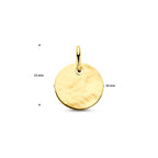 9k graveerhanger gehamerd 10 mm 9K geel - rond