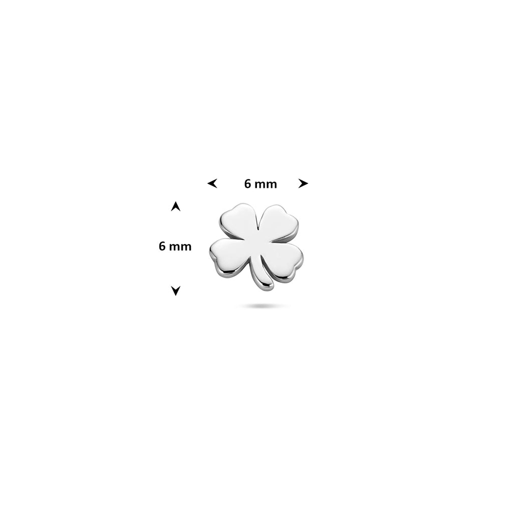 flat back piercing klavertje 6 mm zilver gerhodineerd