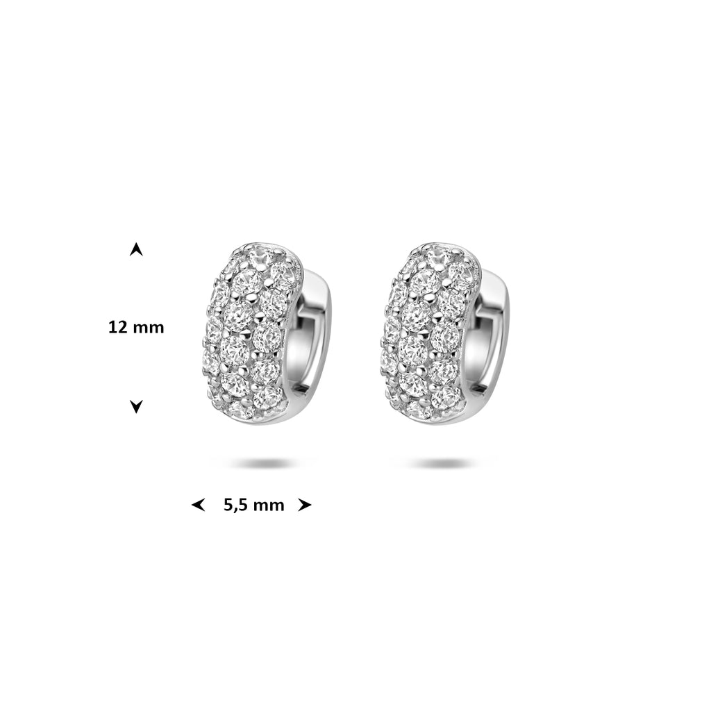klapoorringen zirkonia 12 mm zilver gerhodineerd