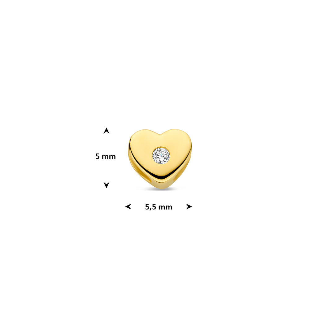 hanger hart zirkonia 5 mm 14K geelgoud