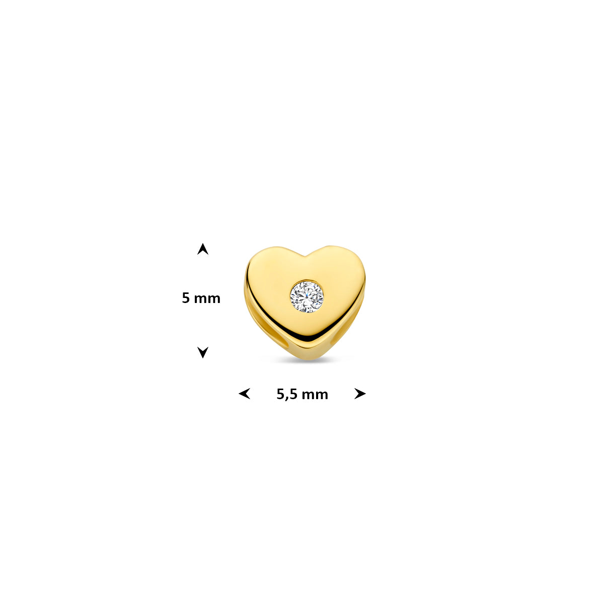 hanger hart zirkonia 5 mm 14K geelgoud