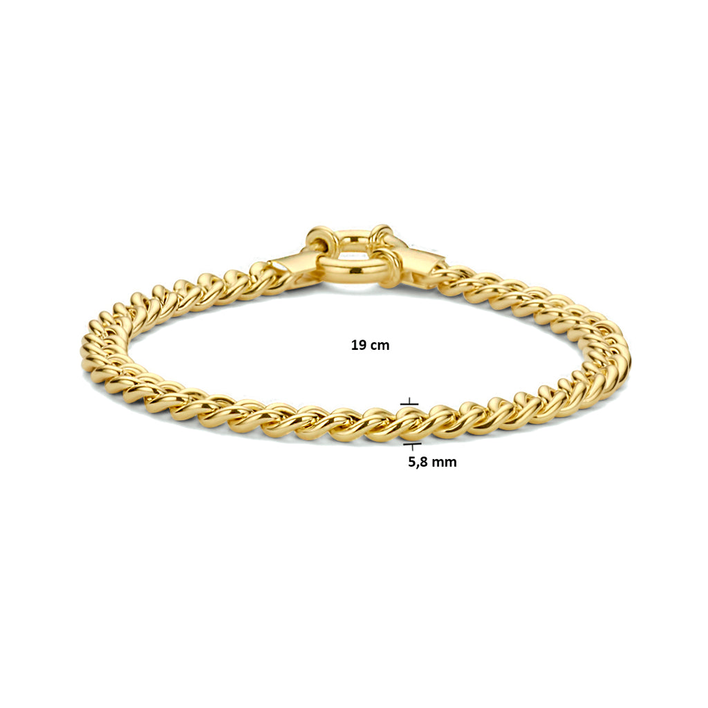 Armband Panzerkette 5,8 mm 19 cm 3 Mikron mit großem Federringverschluss silber vergoldet (gelb)