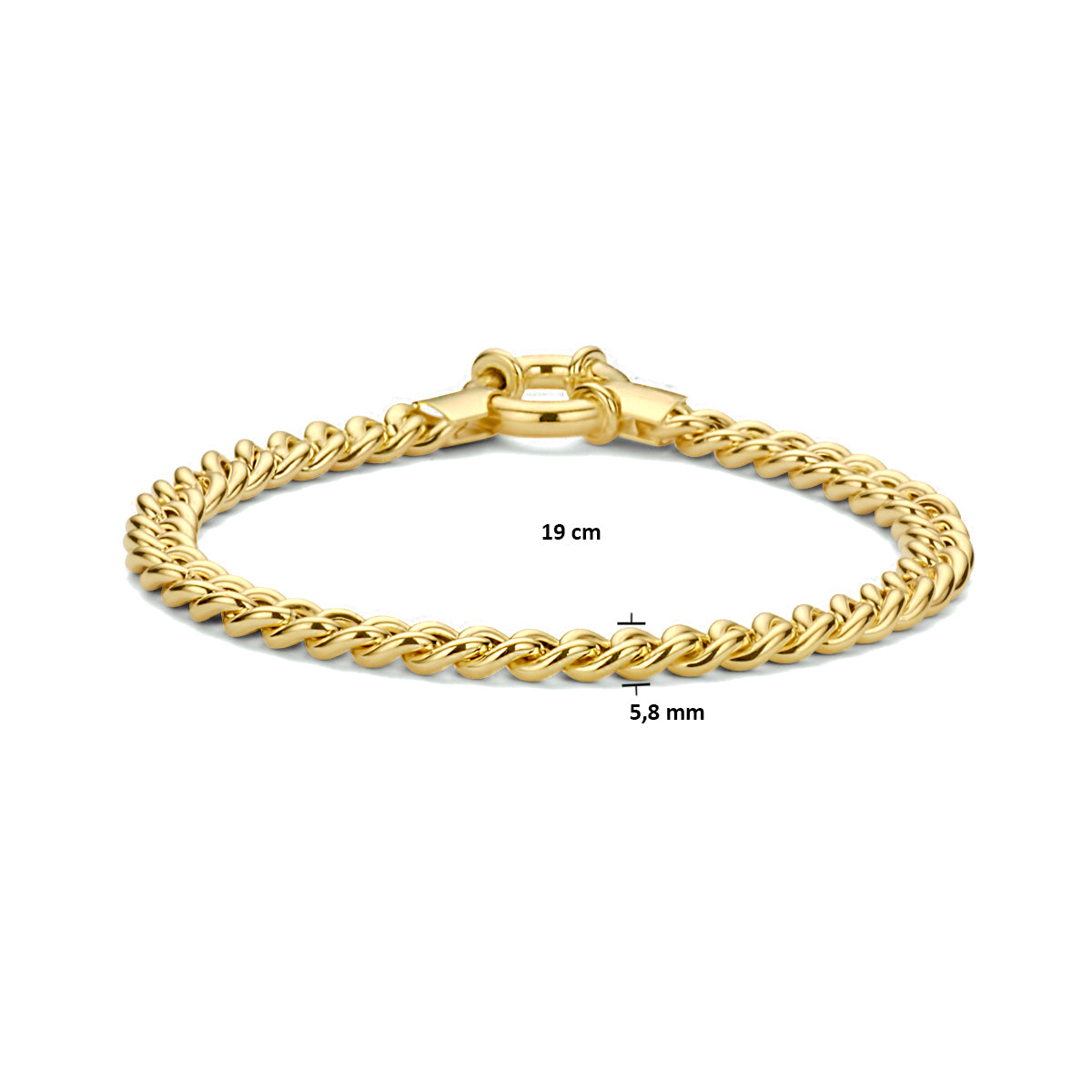 Armband Panzerkette 5,8 mm 19 cm 3 Mikron mit großem Federringverschluss silber vergoldet (gelb)