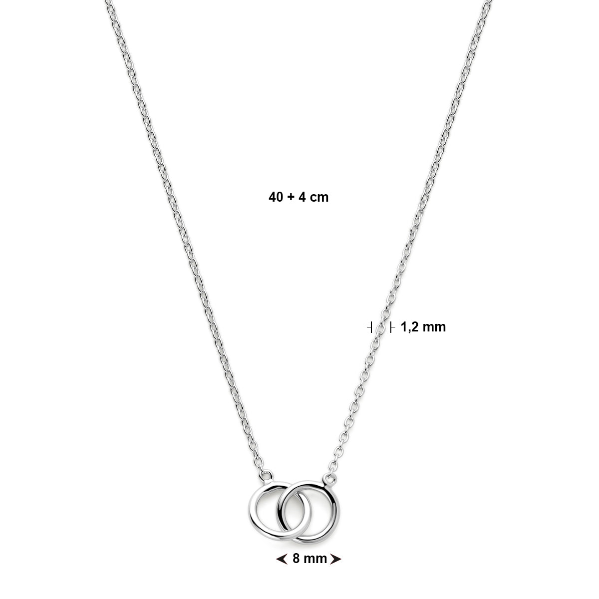 Halskette Kreise 40 + 4 cm Silber rhodiniert