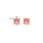 oorknoppen roze zirkonia 14K geelgoud