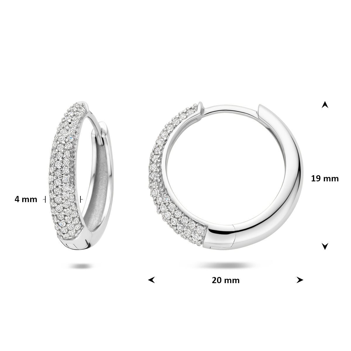 klapoorringen zirkonia buis 4 mm zilver gerhodineerd