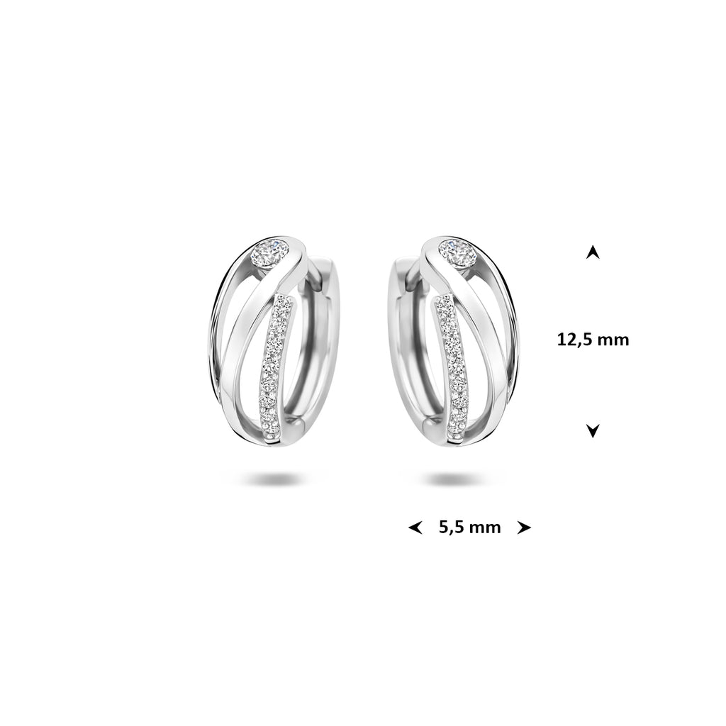klapoorringen zirkonia 12,5 mm zilver gerhodineerd