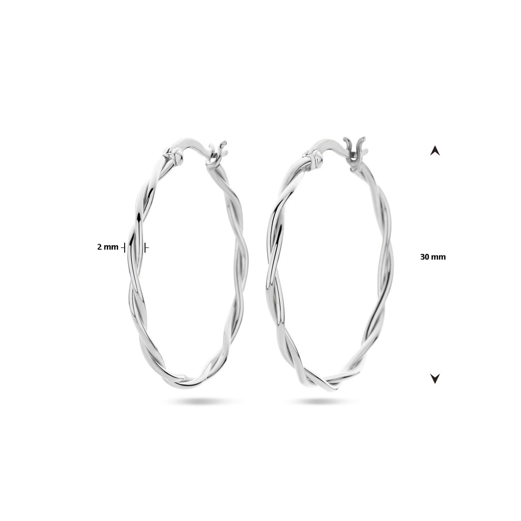 oorringen gedraaide buis 2,0 mm zilver gerhodineerd