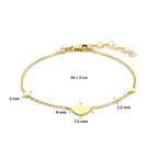 armband hartjes 16 + 3 cm 14K geelgoud