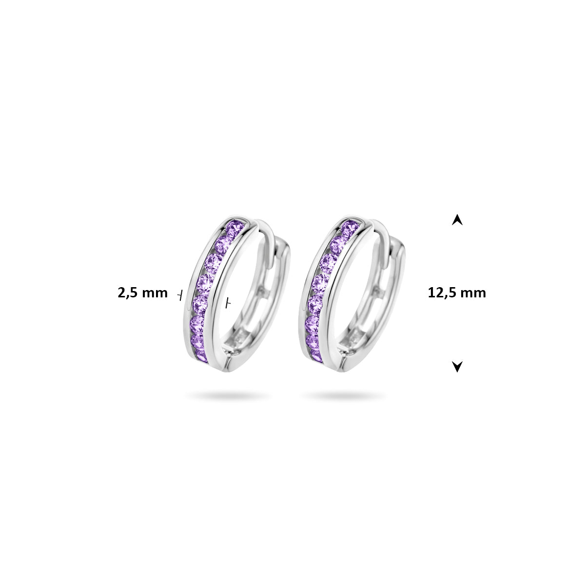 Klappcreolen lila Zirkonia 12,5 mm Silber rhodiniert