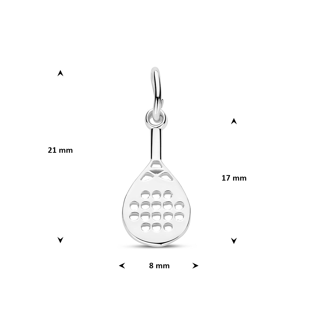 hanger padelracket 21 mm zilver wit