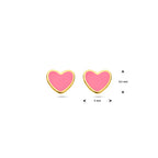 Ohrstecker Herz rosa Epoxidharz 14K Gelbgold