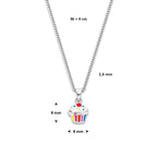 collier cupcake emaille 36 + 4 cm zilver gerhodineerd